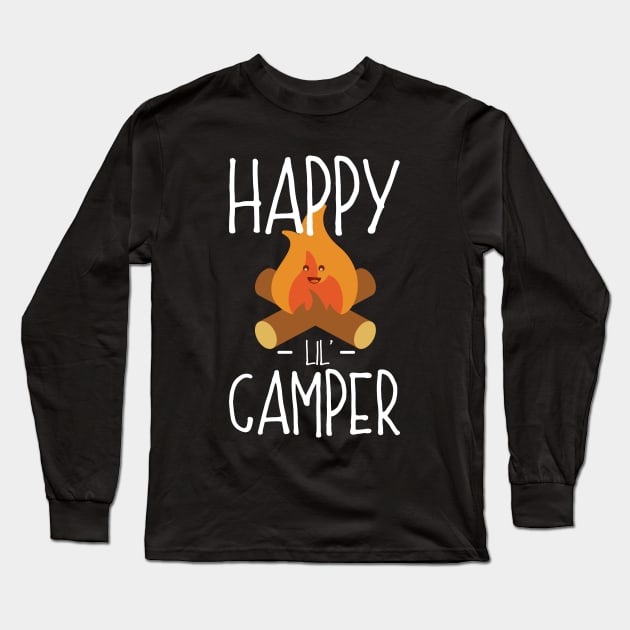 Happy Lil (Little) Camper - Camping Campfire Cartoon Long Sleeve T-Shirt by PozureTees108
